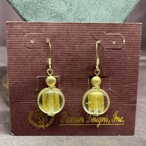 Premier Designs Gold Tone Lemon Chiffon Dangle Earrings NEW
